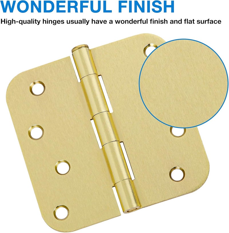 TDCHINGES 12 Pack 4"x 4 Inch Door Hinges Brass Hardware Gold Exterior Door Hinge 8 Holes 5/8" Heavy Duty Iron Animal Shed Coop Storage Gate Basement Bedroom Office Hotel Door Hinges For Doors Bisagra de puerta - Image 3